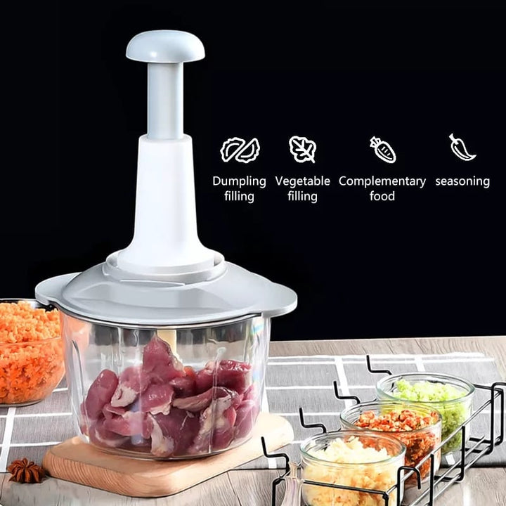 Manual Food Chopper, 1500ML Speedy With 4 Curved Stainless Steel Blades Stornfield