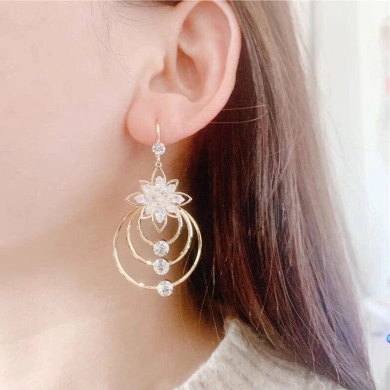 Crystal Lotus Three Hoop Earrings | Stornfield