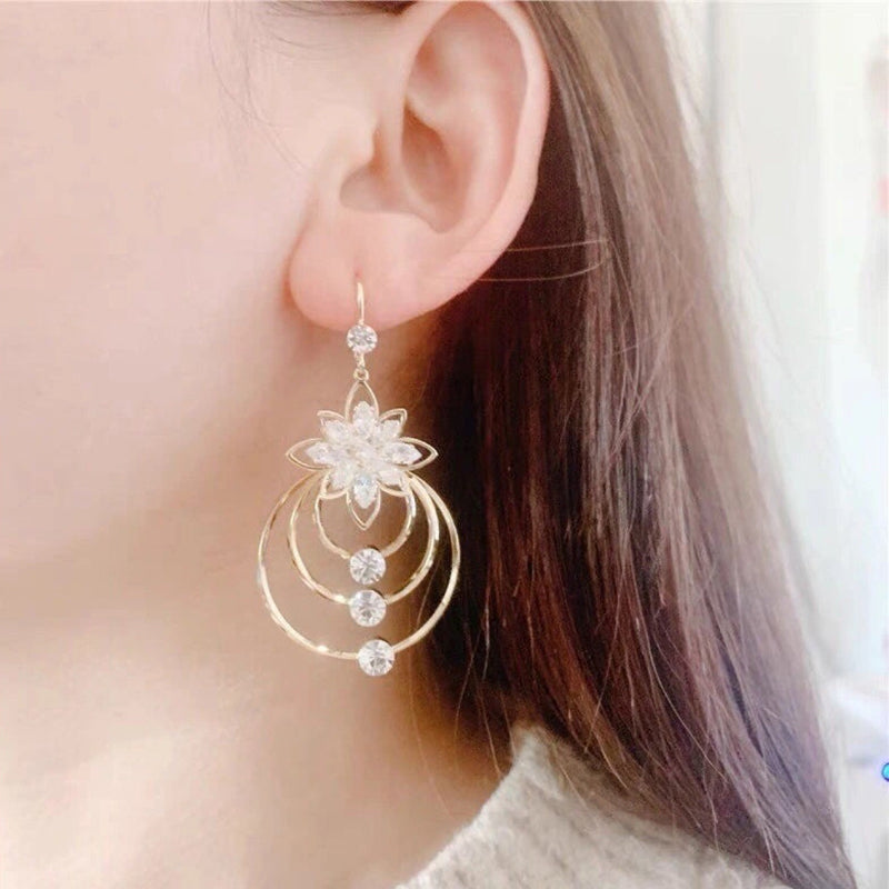 Crystal Lotus Three-Ring Earrings Stornfield