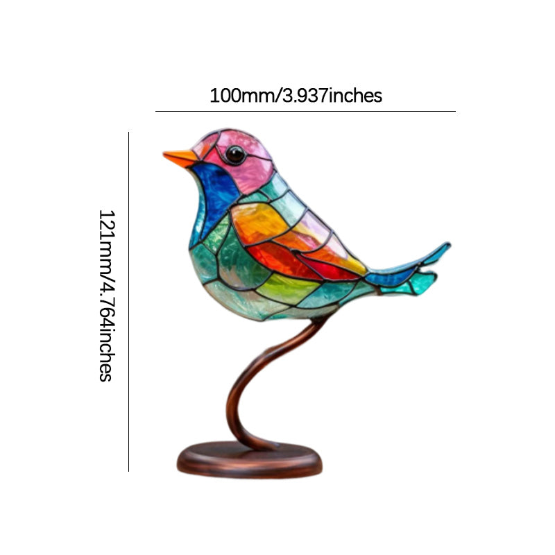 Stornfield | Stained Glass Birds on Branch Desktop Ornaments