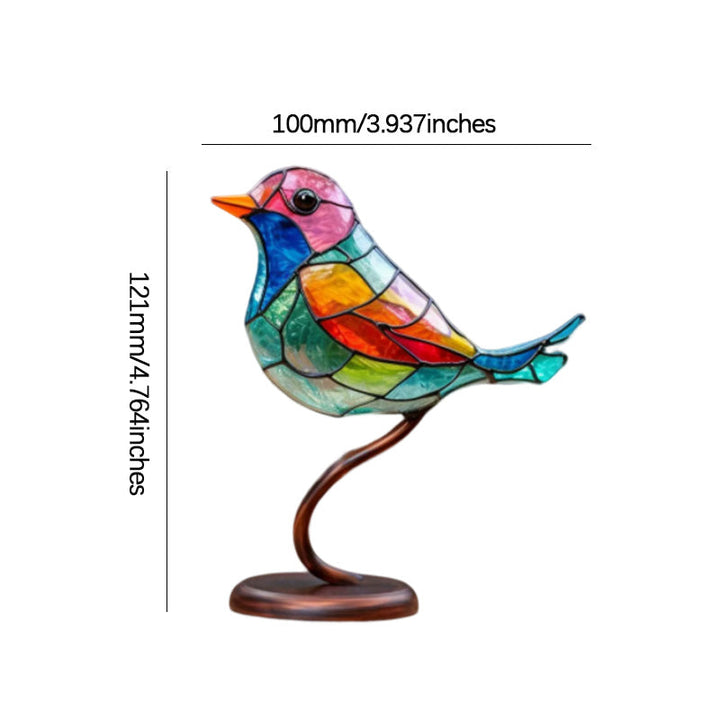 Stornfield | Stained Glass Birds on Branch Desktop Ornaments