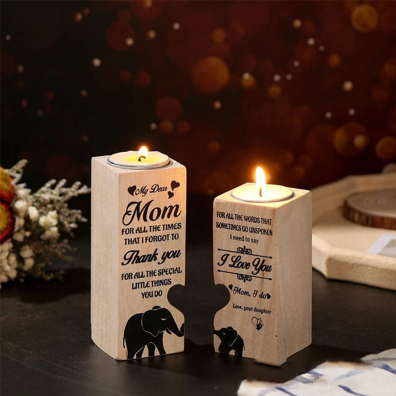 Smile A Lot More - Wooden Candle Holder with Candle Gift for Your Loved Ones | Stornfield