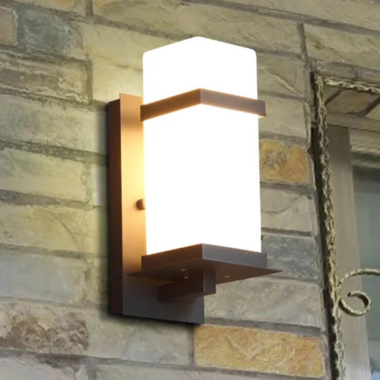 Modern Chinese Square Outdoor Waterproof 1-Light Wall Sconce Lamp | Stornfield