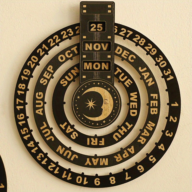 Wood Rotating Circular Perpetual Calendar | Stornfield