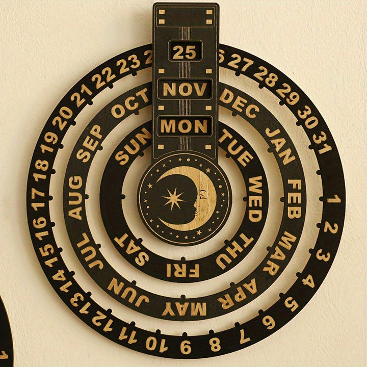 Wood Rotating Circular Perpetual Calendar | Stornfield
