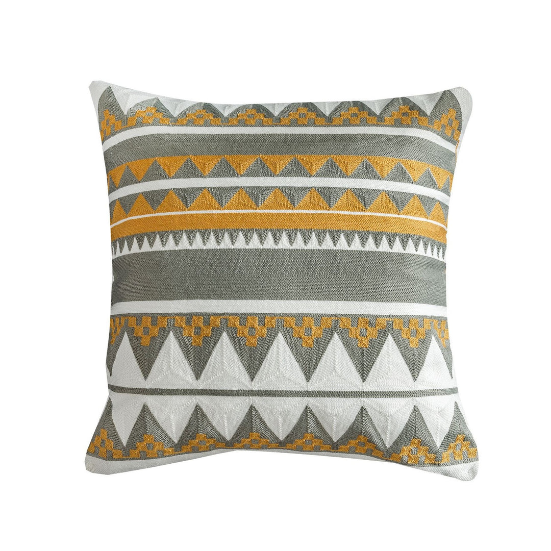 Embroidered cushion cover with stripe pattern, 45×45 cm
