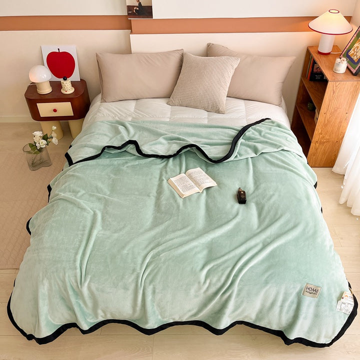 Soft milk fiber fleece throw blanket, solid color