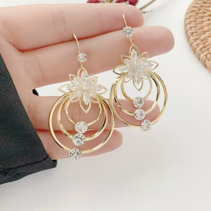 Crystal Lotus Three-Ring Earrings Stornfield