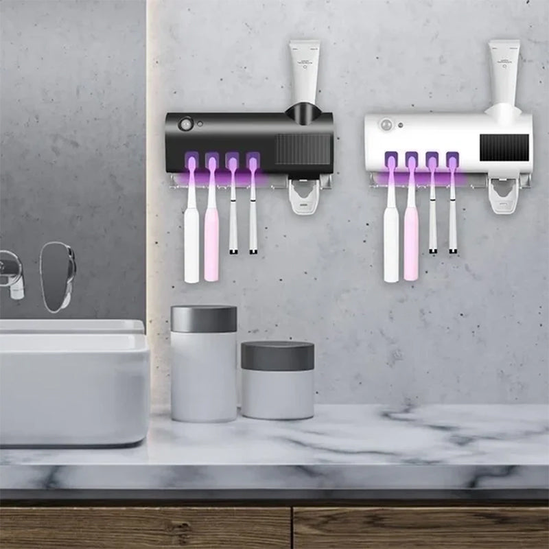 Stornfield | Support de brosse à dents stérilisateur UV intelligent, distributeur de dentifrice mural