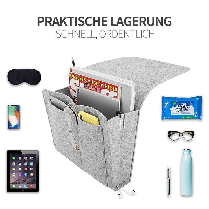 Hanging bag for nightstand storage | Stornfield