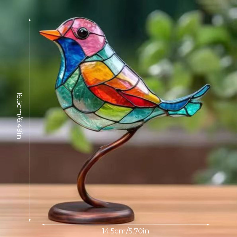 Birds on Branches Stained Acrylic Ornaments, Double-Sided Multicolor Style | Stornfield