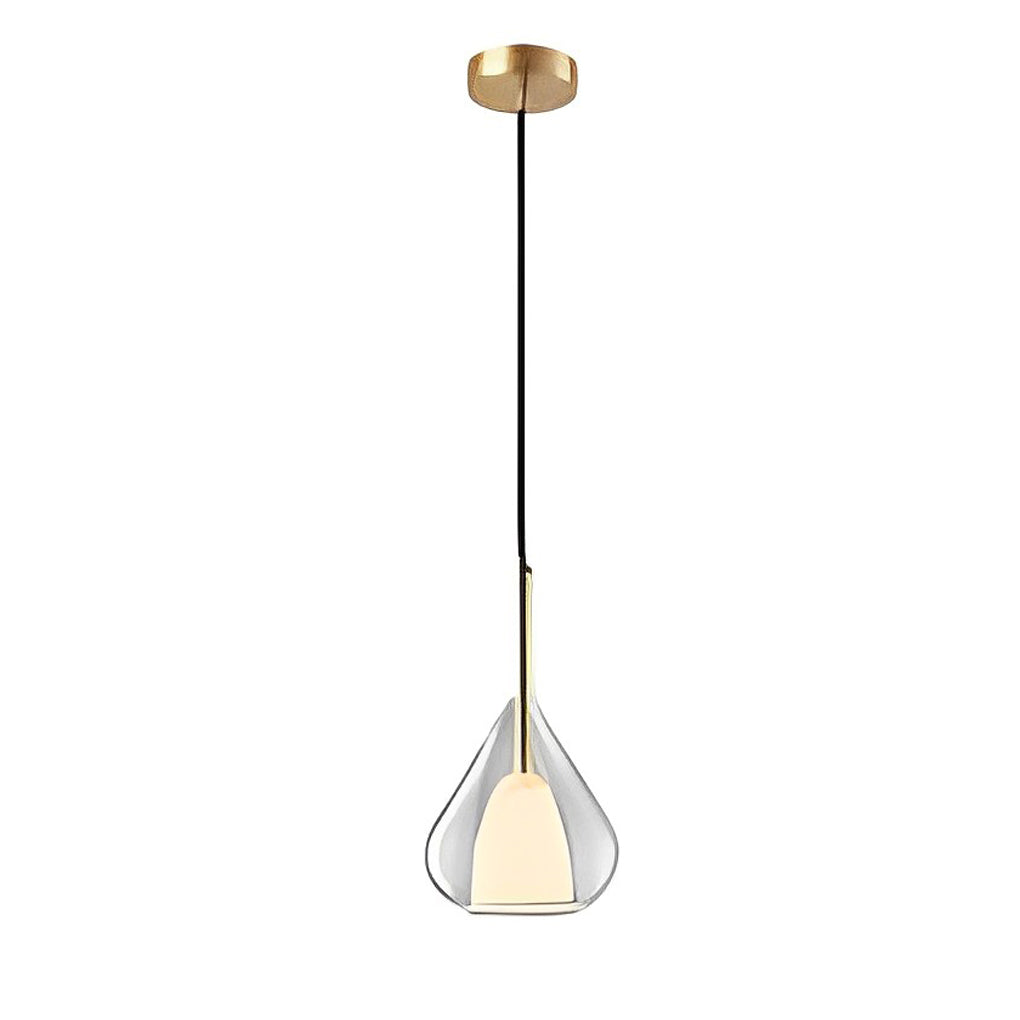 Industrial pendant light with double glass and raindrop design - Small hanging lamp for dining room and kitchen, modern minimalist design | Stornfield