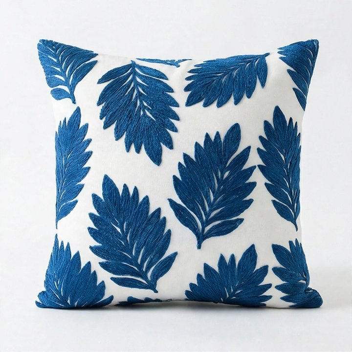 Nordic cushion cover with plant motif, 45×45 cm