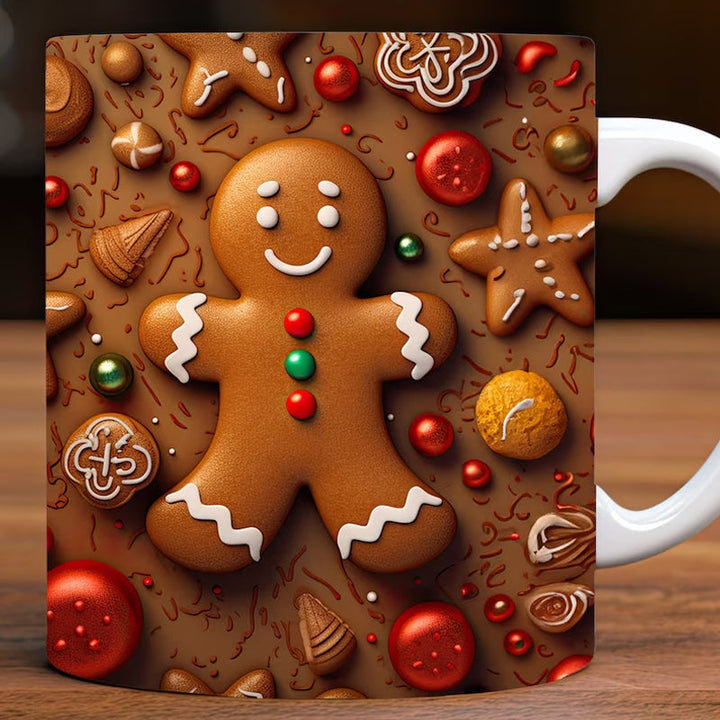 Christmas 3D Gingerman Ceramic Coffee Mug | Stornfield