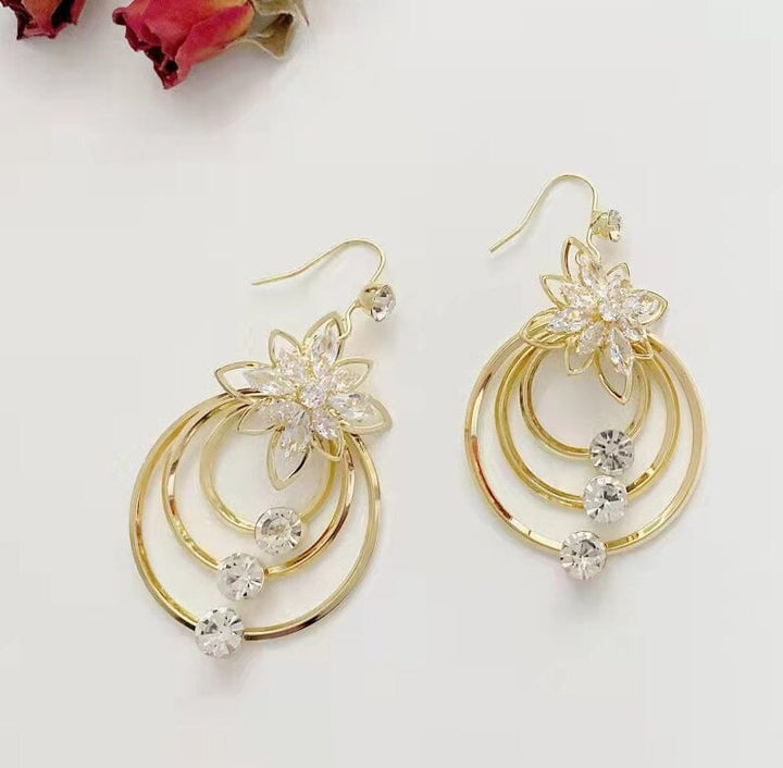 Crystal Lotus Three Hoop Earrings | Stornfield
