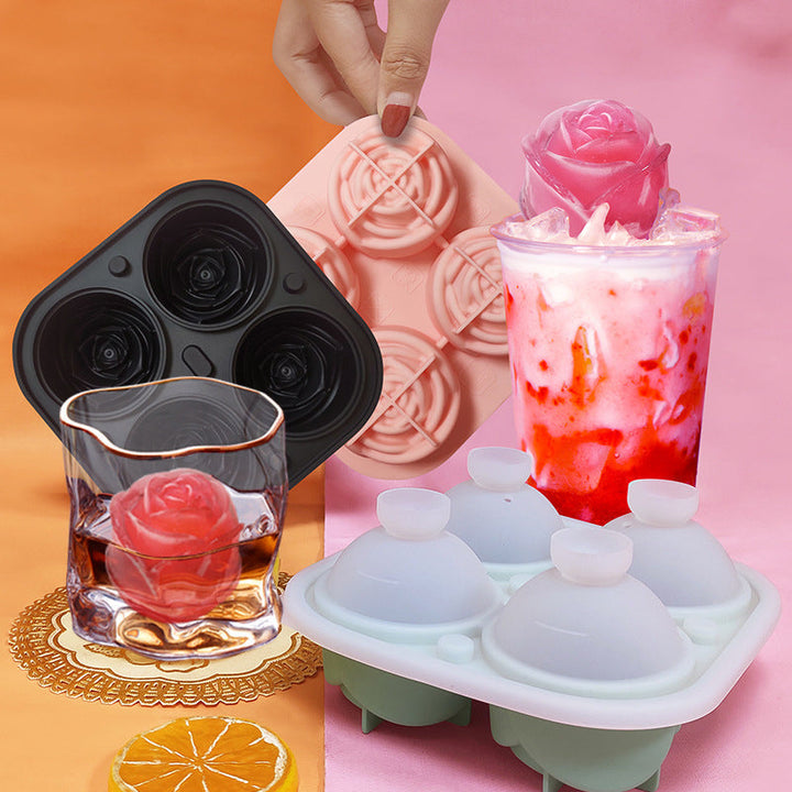 Large pink ice cube tray with 4 compartments | Stornfield