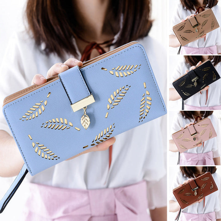 Ladies long wallet with leaf pattern | Stornfield