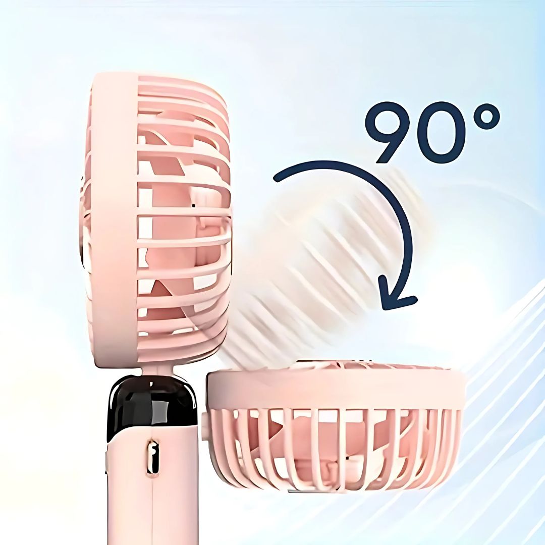 Rechargeable Handheld Mini Fan | 5-Speed, 90-Degree Adjustable & Quiet for Office, Home & Outdoor Use | Stornfield