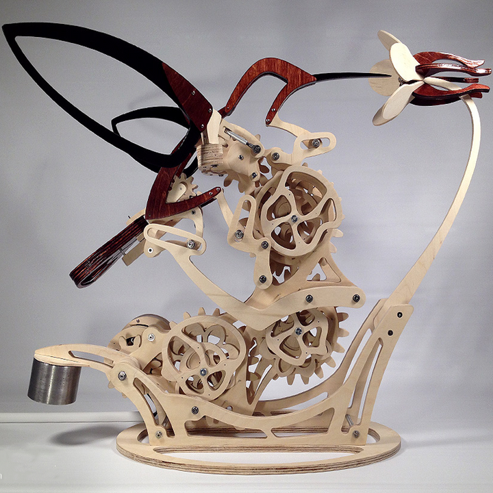 Stornfield | Wood kinetic hummingbird sculpture