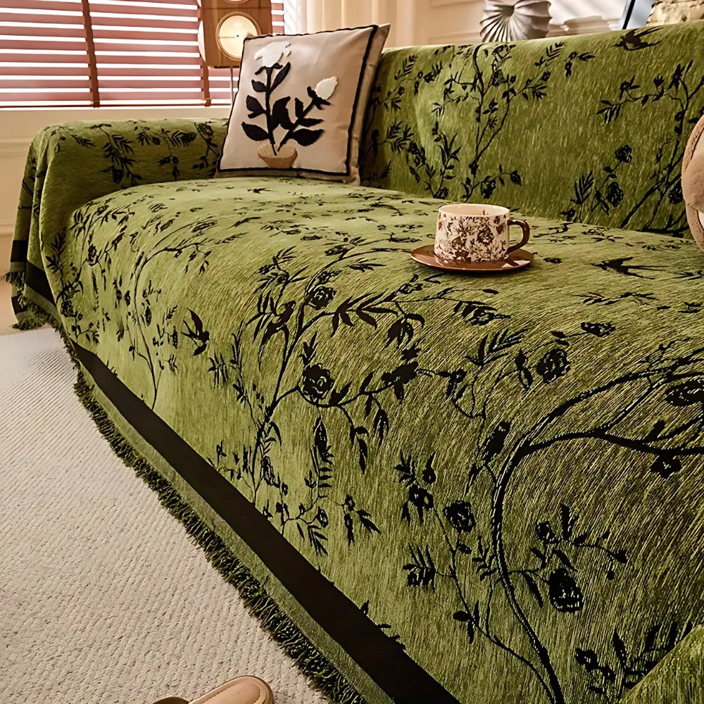 Floral Chenille Sofa Throw | Stornfield