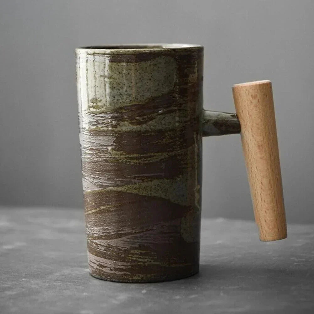 ScandiSip Ceramic Mug – Minimalist Scandinavian Design with Wooden Handle | Stornfield