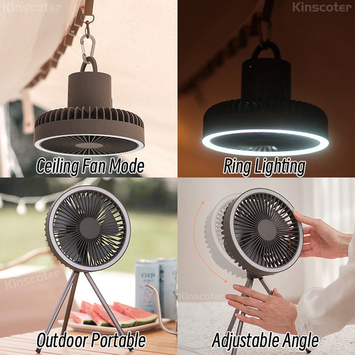 Portable Rechargeable Fan with LED and Built in Power Bank | Stornfield