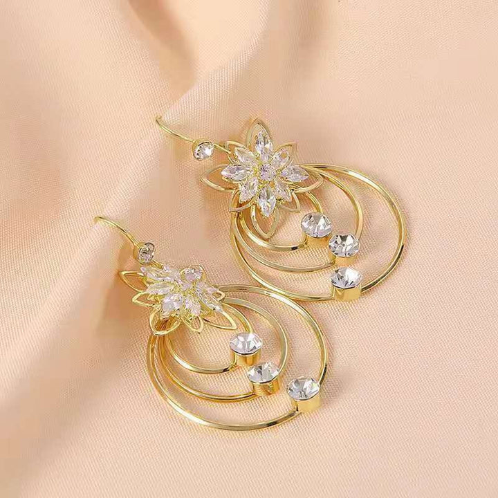 Crystal Lotus Three Hoop Earrings | Stornfield
