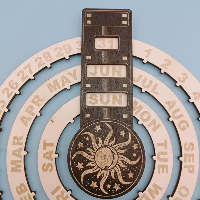 Wood Rotating Circular Perpetual Calendar | Stornfield