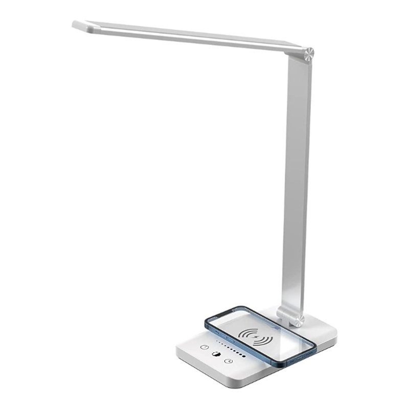 Stornfield | LED Desk Lamp with USB Charging Port, Dimmable Eye-Caring Reading Lamp for Home, with 5 Brightness Levels and 3 Lighting Modes, Touch Control, Auto Timer (Black)