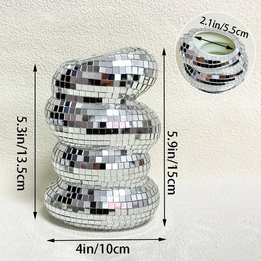 Stornfield Mirrored Disco Ball Vase with Retro Charm and Modern Appeal