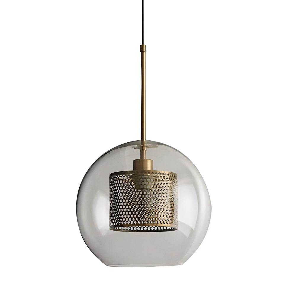 Vintage industrial pendant lamp with round glass and gold – LED pendant light for dining room and living room | Stornfield
