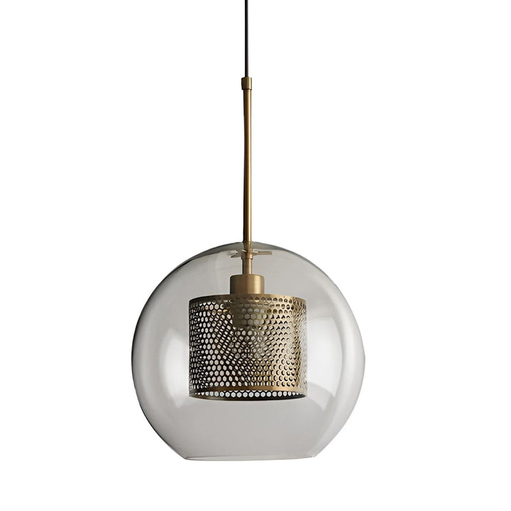 Vintage industrial pendant lamp with round glass and gold – LED pendant light for dining room and living room | Stornfield