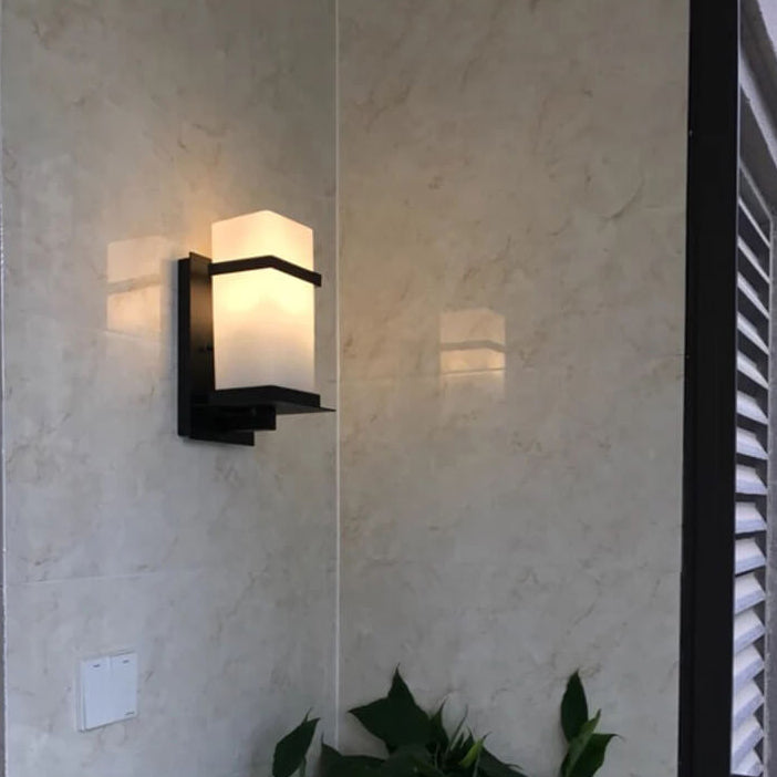 Modern Chinese Square Outdoor Waterproof 1-Light Wall Sconce Lamp | Stornfield