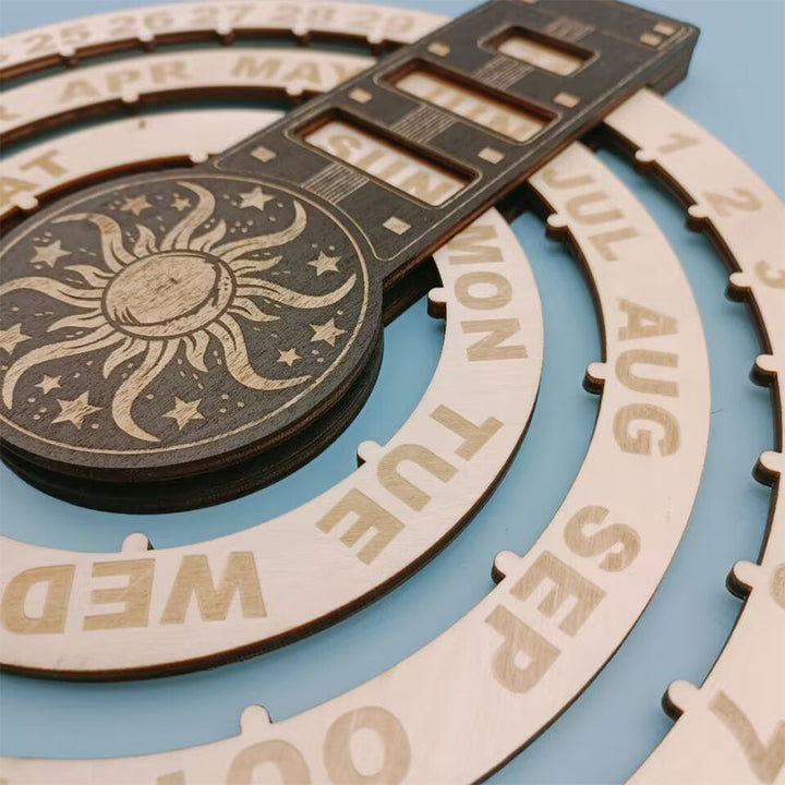 Wood Rotating Circular Perpetual Calendar | Stornfield