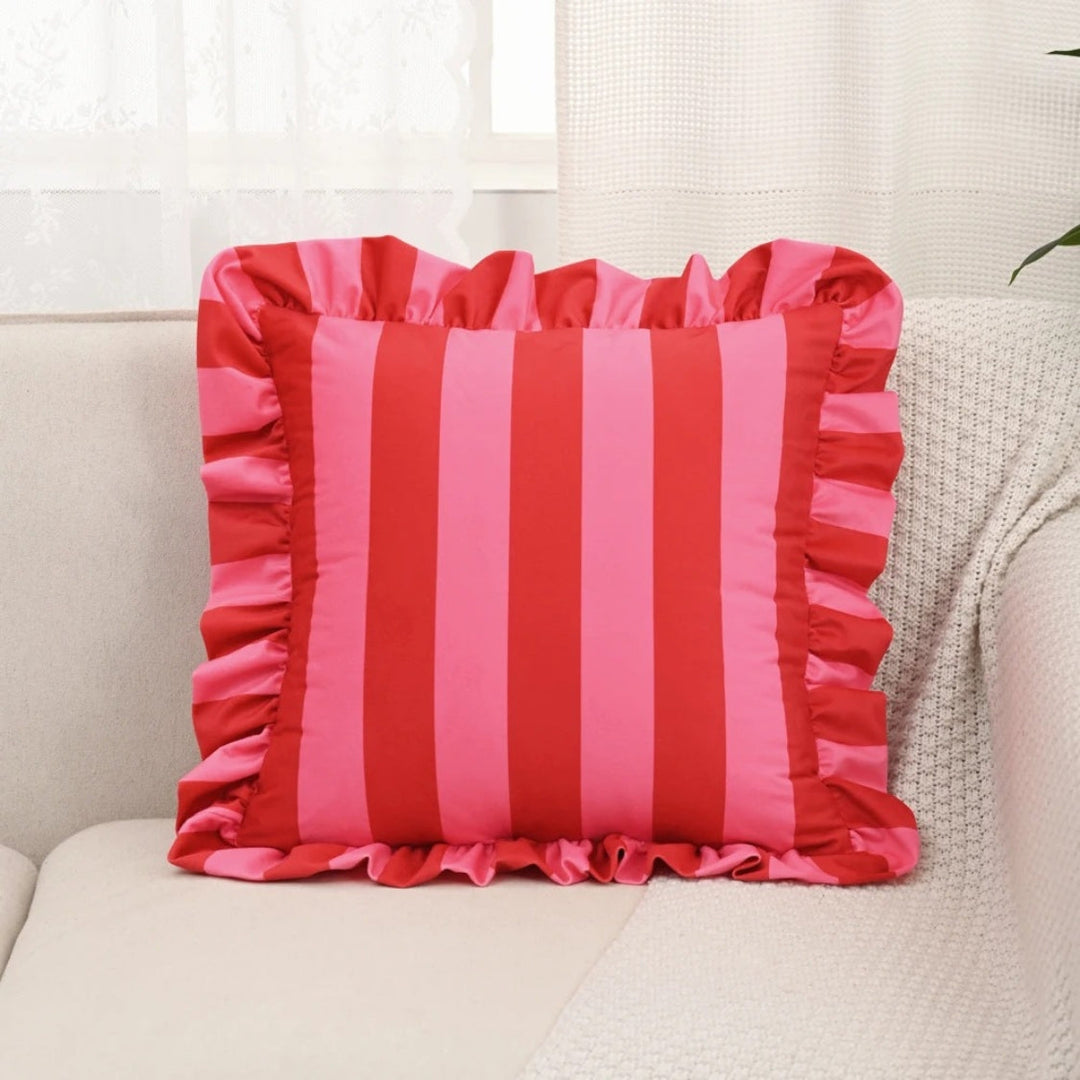 Stornfield | Retro Striped Ruffle Cushion Cover