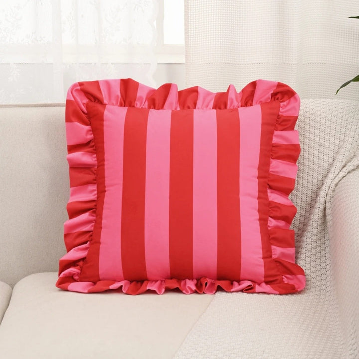 Stornfield | Retro Striped Ruffle Cushion Cover