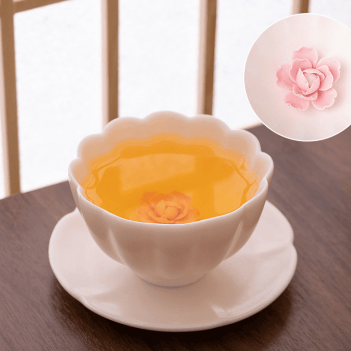 Handcrafted Ceramic Tea Cup With Embedded Ceramic Rose | Stornfield