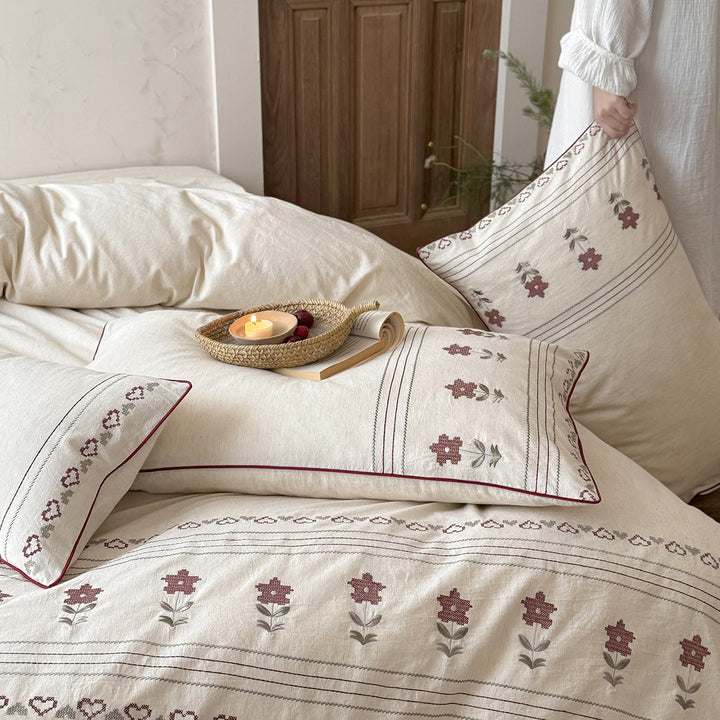 Cotton bedding set, country house style, floral pattern