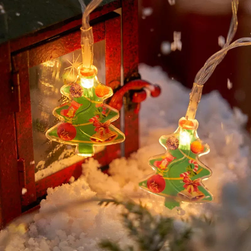LED string lights with Christmas motifs for festive decoration
