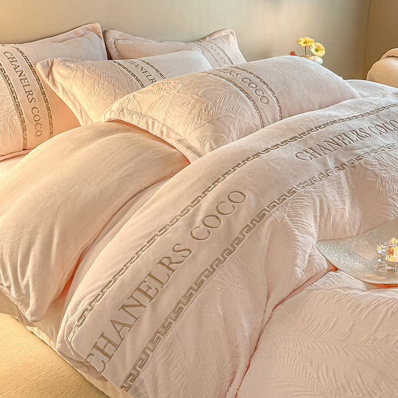Milk fiber fleece bedding set, extra thick, winter warm