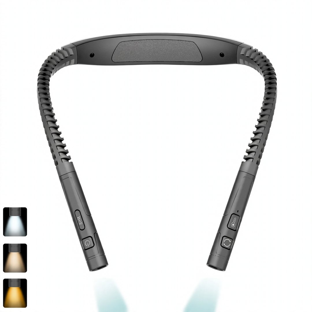 LED neck light for reading and sports, USB rechargeable