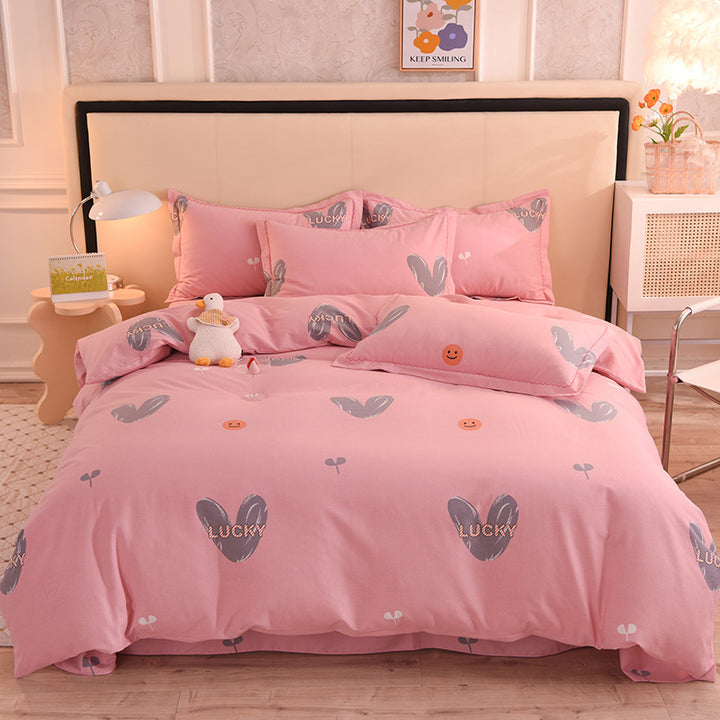 Duvet cover set made of brushed cotton, printed