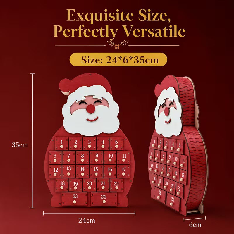 Wooden Christmas Advent Calendar, 24 Compartments