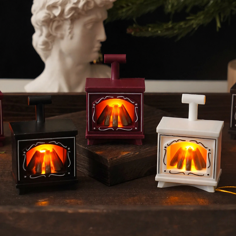 LED fireplace night light in retro style