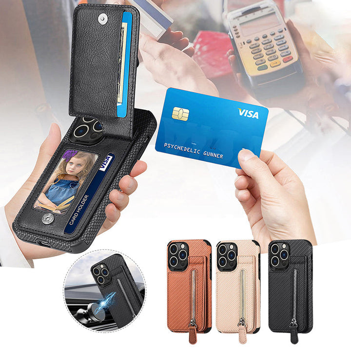 Magnetic zipper wallet case with credit card holder | Stornfield