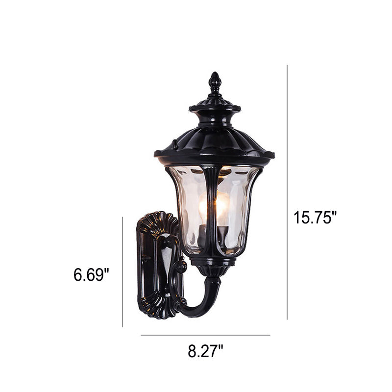 European Retro Waterproof Stone Pattern Glass Lampshade 1-Light Outdoor Wall Sconce Lamp | Stornfield