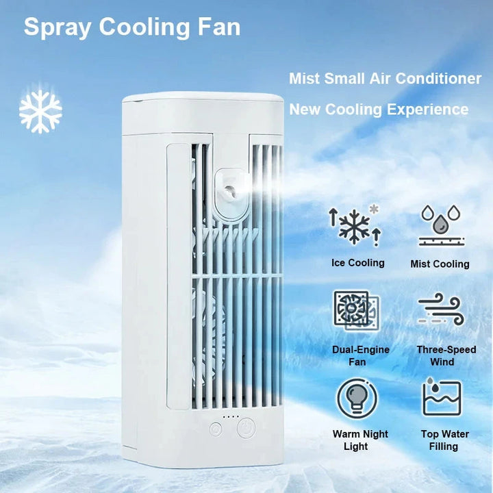 Mini Portable Air Conditioner Desk Fan with Spray Cooling | Stornfield