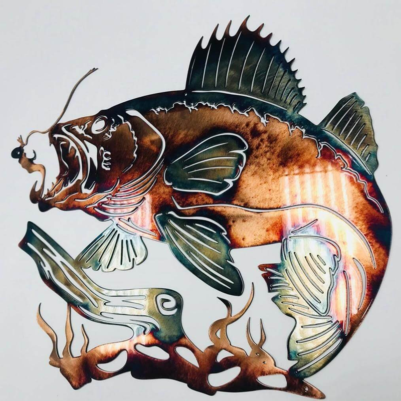 Solo Mallard Hunting & Trout Fishing Scene Creative Metal Wall Art Crafts | Stornfield