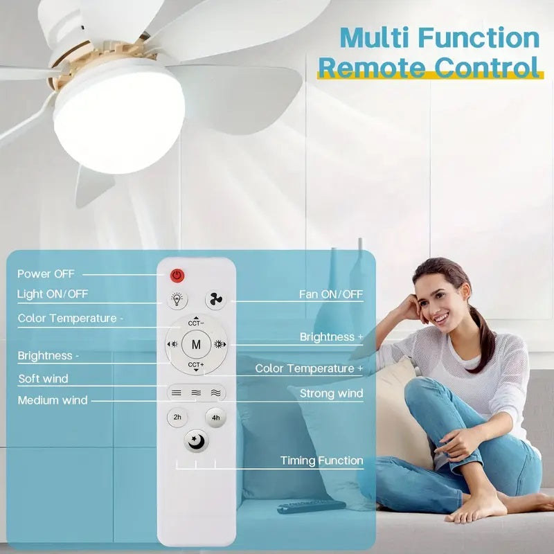 2-in-1 LED Ceiling Fan Light with Remote Control, E27/B22 Base | Stornfield