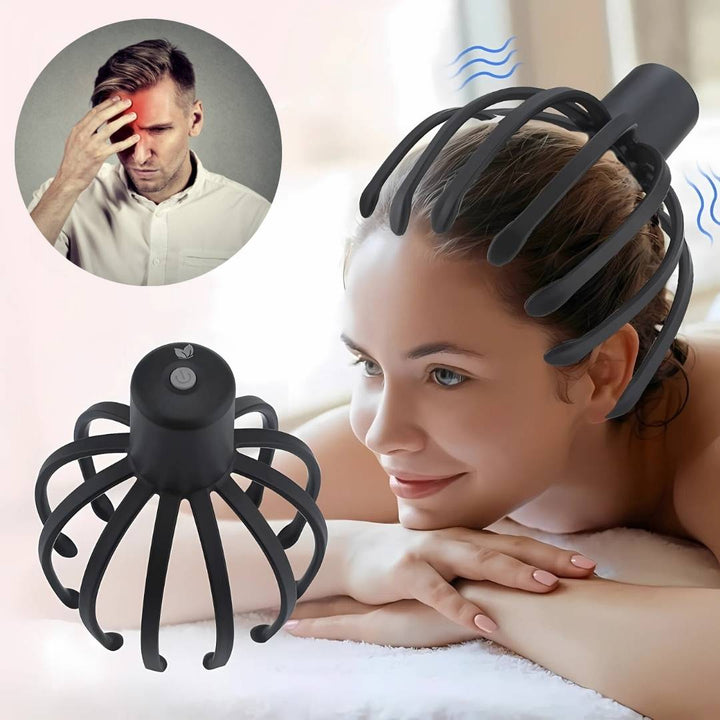CalmFlow Smart Electric Octopus Head Massager | Scalp Massager - Stress Relief - Sleep Improvement - Stornfield Multi-directional Vibration Head Massager